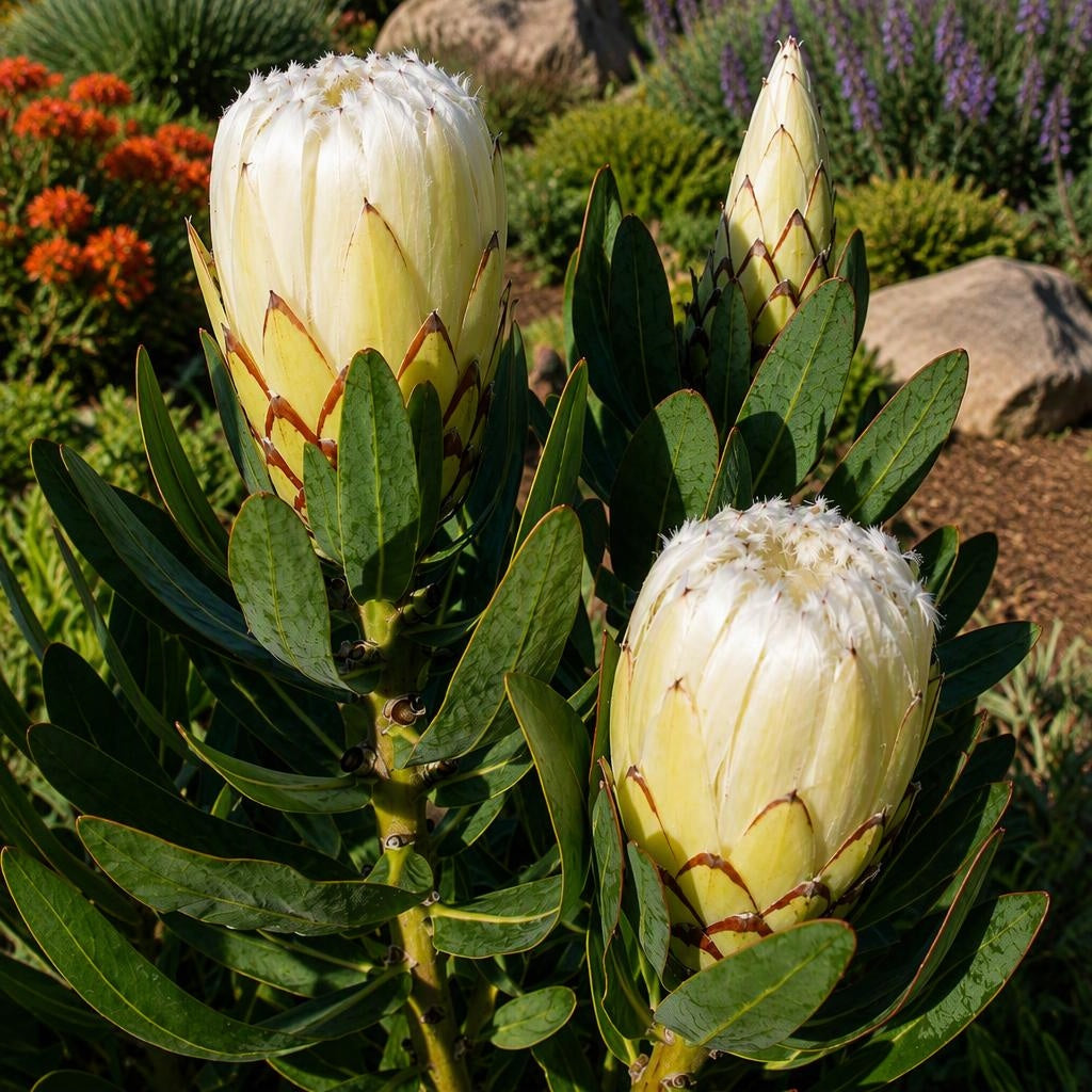 Protea 'Almond Frost' (Broad-leaved Sugarbush)