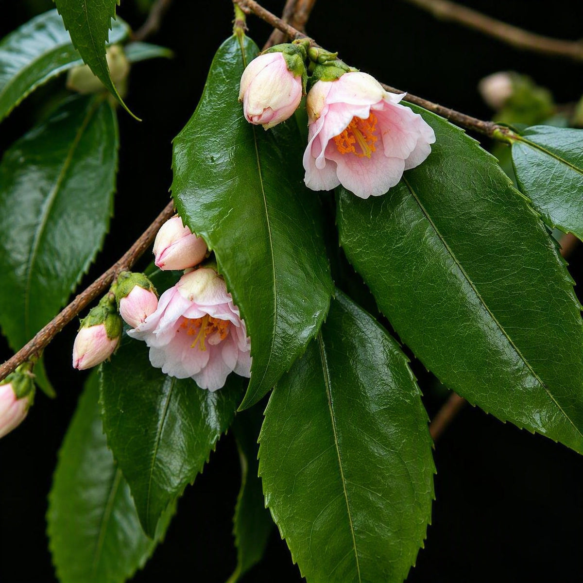 Camellia rosiflora 'Rosaeflora Cascade'
